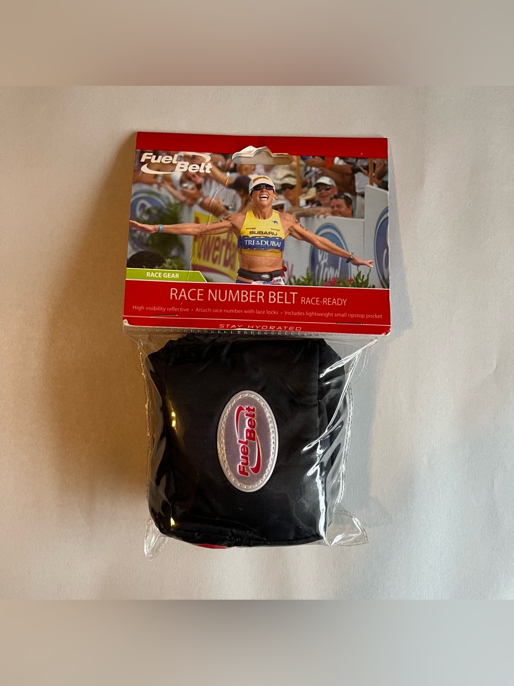 FuelBelt Race-Ready Race Number Belt Neoprene Adjustable 1 Pocket 8 oz